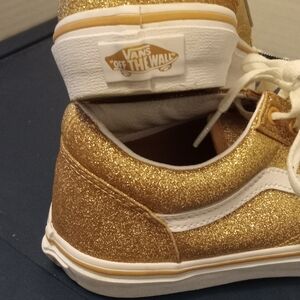 VANS Low Top Gold Glitter Sneaker Shoes Juniors Girls Youth Sz 5.5